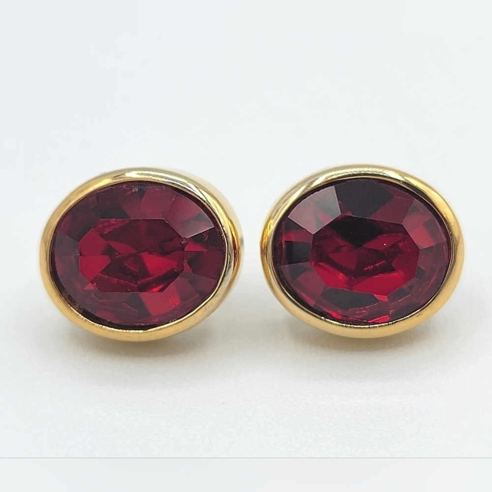 Vintage Ruby Red Earrings #2295